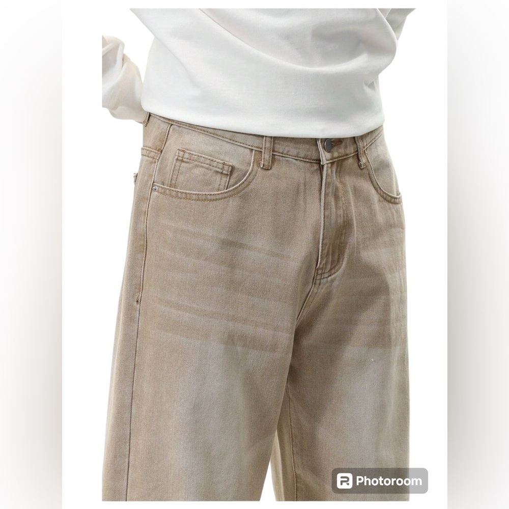 Manfinity Hypermode loose men’s washed khaki wide leg jeans size medium(38) NWOT - Picture 3 of 7